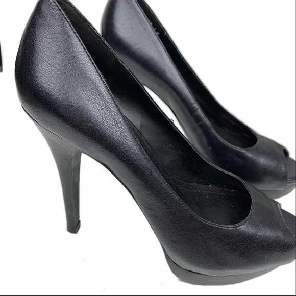 BCBGeneration Black Peep-Toe Heels Size 7 - Picture 2 of 7